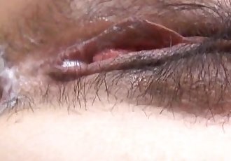 Ran Monbu sucks dick and is nailed in hairy cunt through fishnets - 10 min