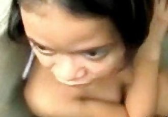 Cute Asian chick sucking on some cock - 5 min