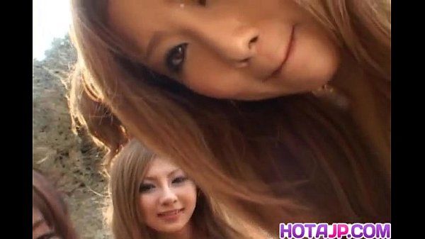 Shiho Kano and dolls suck cock on the beach