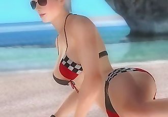 Dead or alive 5 Christie hot matue blonde big ass in tight race queen thong