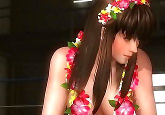 Martwe lub Żyje 5 Hitomi w sexy Hawajskie strój wystawia jej zad w Stringi !