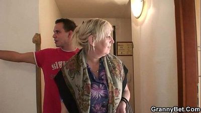 Busty granny is picked up by young stud - 6 min