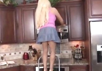 Blonde Milf Jerking In The Kitchen