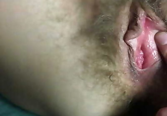 He made Hairy Pussy Creampied and have been very Proud of This, Showing his Sperm with Finger inside