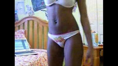Horny ebony teen sister strips on cam - 2 min