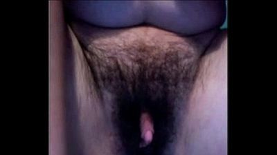 Extemely Hairy Pussy Huge Clit Amateur on Webcam - 4 min