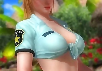 Martwe lub Żyje 5 Tina gorąca Blondynka w policja mundury zad drżenie w Mini Krótki