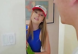 Cute stepsister playing Pokemon Go and fucks with stepbro 6 min HD