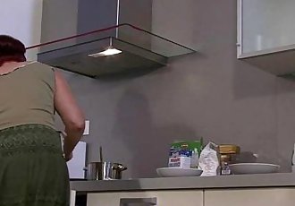 Lesbian fun with mom and at the kitchen - 6 min
