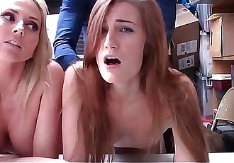 Teen Daughter Nina Nirvana & Her Big Tits MILF Mom Christie Stevens Both Fucked By Security For Shoplifting 8 min