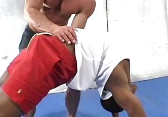 Old muscleman lets a huge black shaft up his ass