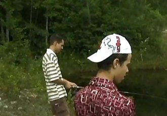 Azar jovem pescadores filmado Caralho no floresta