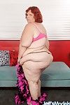 Naughty redhead BBW Sweet Cheeks exposes her extremely fat body