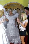 European lassies in wedding dresses have a fervent wet groupsex