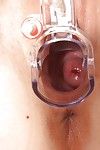 European babe masturbating her tight pussy in gyno doctor cabinet