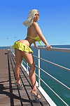sexy D Bikini bionda hottie mostra Il suo grande Tette su il pier - parte 427