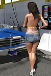 Busty 3d brunette drops panties and bra to wash a car - part 290