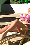 色情明星 D 性感的 丰满 金发女郎 在 比基尼 享受日光浴的 户外活动 - 一部分 417