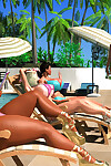 pornstar D sexy gros seins blonde dans bikini bain de soleil à l'extérieur - PARTIE 417