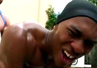 Black and white interracial outdoor gay sex