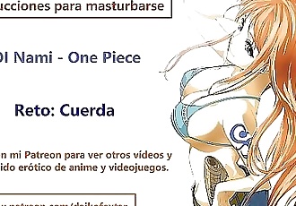 Español JOI hentai Nami de One Piece, Instrucciones para masturbarse. Estilo ASMR. 6 min