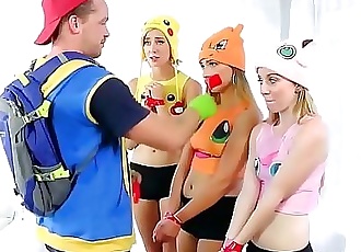 Pokemon Go XXX parody with three awesome teen chicks 6 min HD