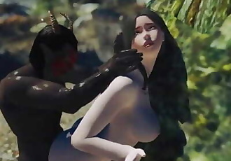 Dremora fucks a cute young nord in the forest
