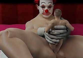 微型 3d 卡通 大块头 得到 他的 紧 屁股 搞砸 通过 一个 小丑