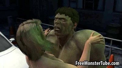 Foxy 3D blonde babe gets fucked hard by The Hulk3-high 1 - 3 min