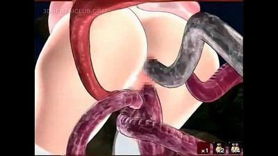 เซ็กซี่ อะนิเม ทาส จิ๋ม ระยำ โดย ปีศาจ tentacles 5 มิน