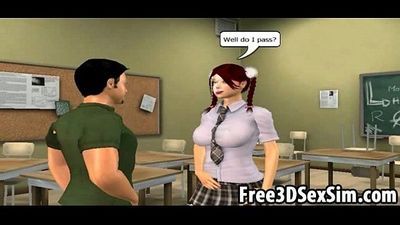 sexy 3d Cartoon estudante mel chegando Duplo Teamed 6 min