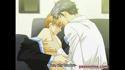 Two hentai guys touching and kissing on sofa - 6 min